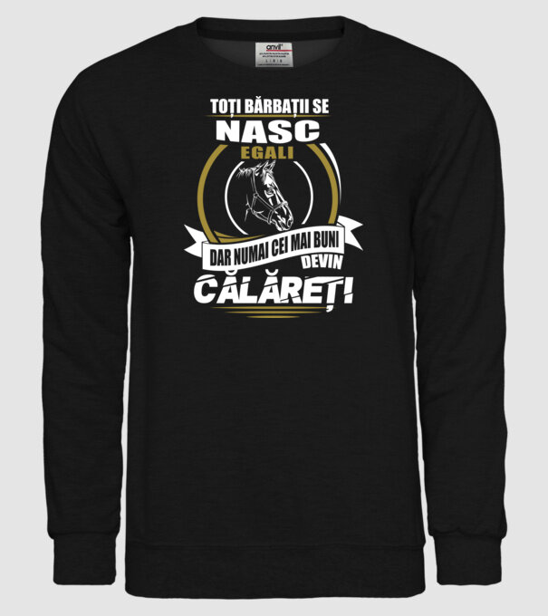 Toți bărbații se nasc egali călăreți model negru pe tricou