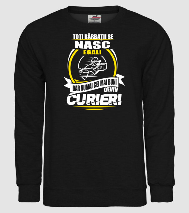 Toți bărbații se nasc egali curieri model negru pe tricou