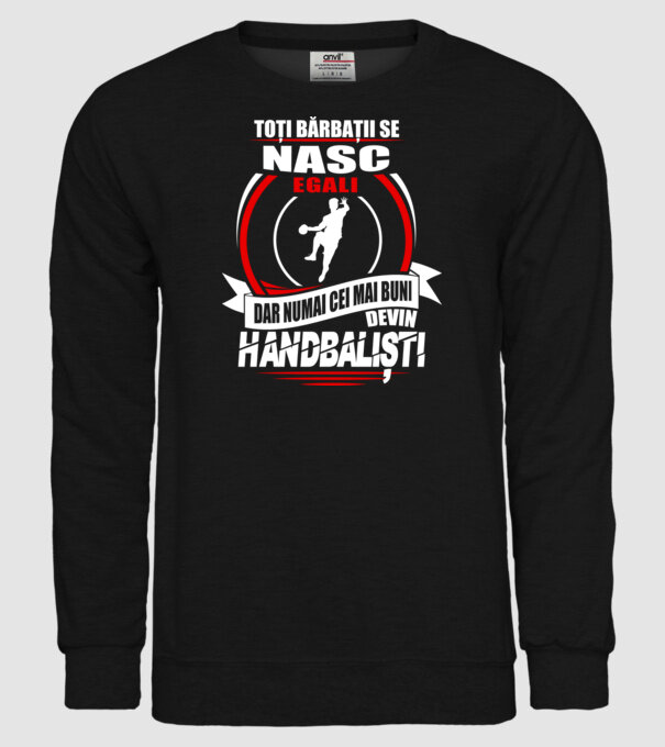 Toți bărbații se nasc egali handbaliști model negru pe tricou