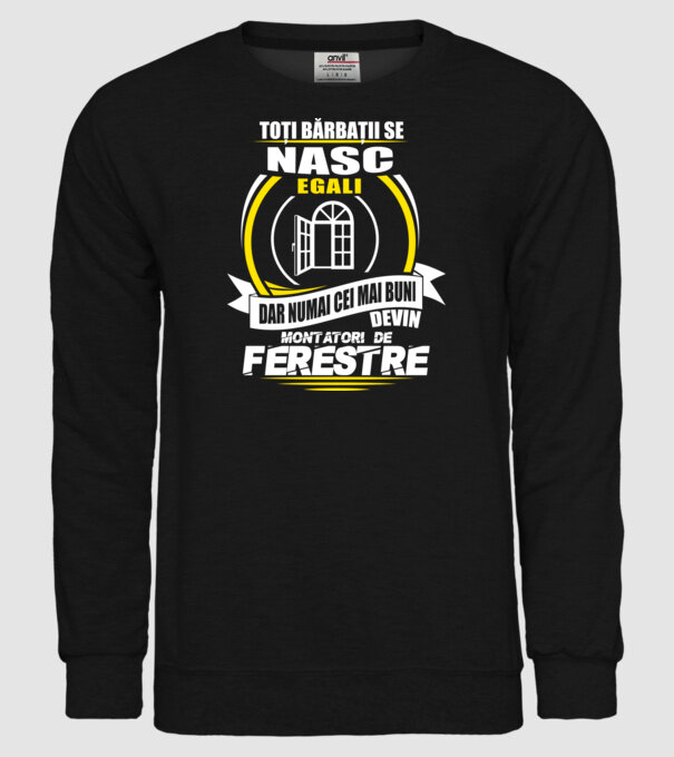 Toți bărbații se nasc egali montatori De ferestre model negru pe tricou