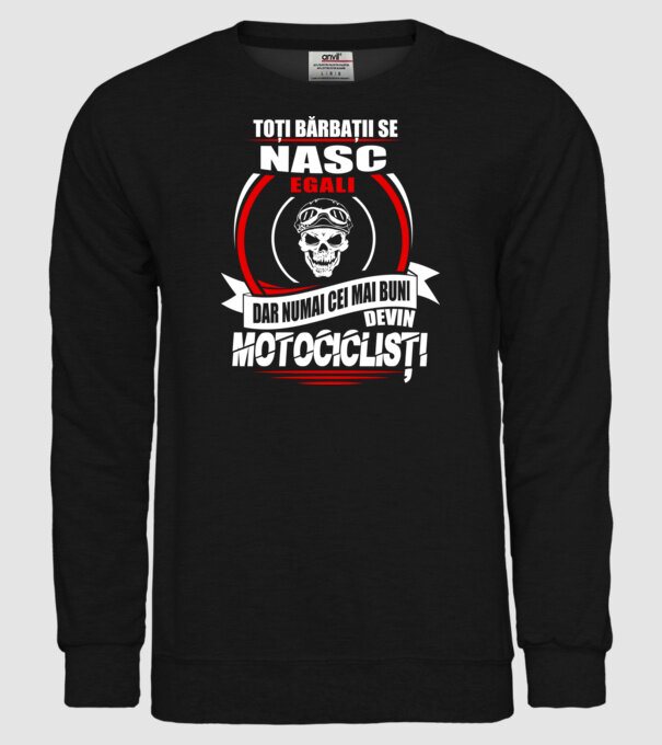 Toți bărbații se nasc egali motocicliști model negru pe tricou