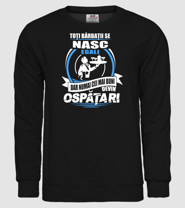 Toți bărbații se nasc egali ospătari model negru pe tricou