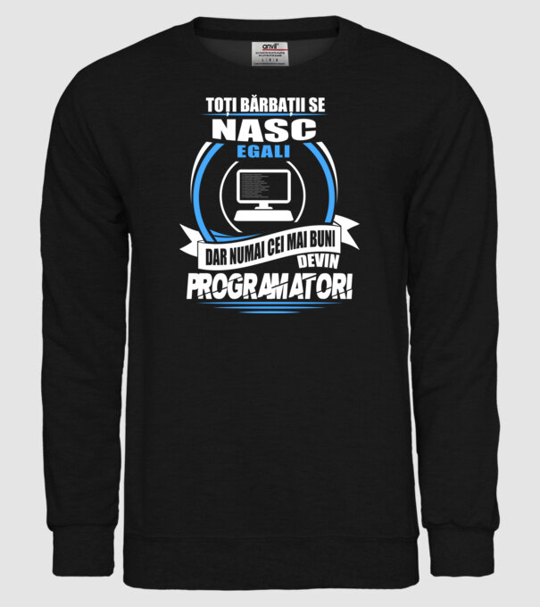 Toți bărbații se nasc egali programatori model negru pe tricou
