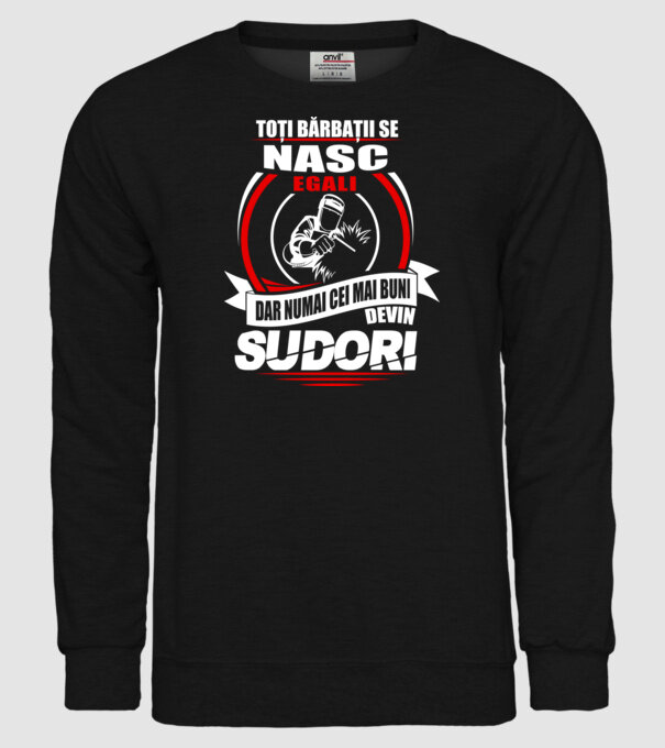 Toți bărbații se nasc egali sudori model negru pe tricou