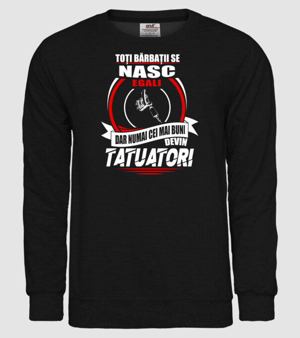 Toți bărbații se nasc egali tatuatori model negru pe tricou