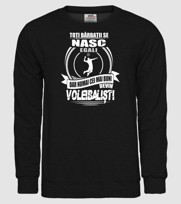 Toți bărbații se nasc egali voleibaliști model negru pe tricou