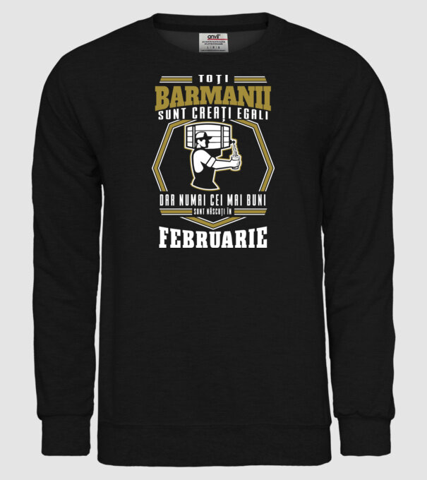 Toți barmanii creați egali februarie model negru pe tricou