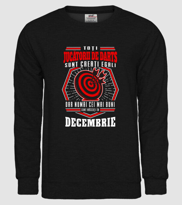 Toți jucătorii de darts sunt creați egali, dar numai cei mai buni sunt născuți în decembrie. model negru pe tricou