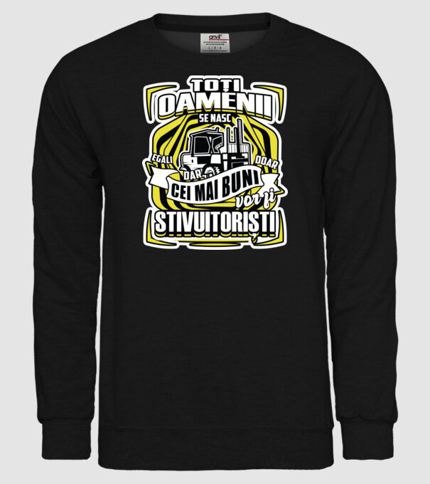 Toți oamenii stivuitoriști model negru pe tricou