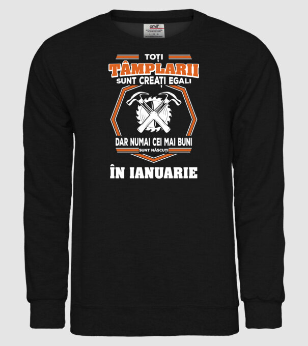 toți tâmplarii sunt creați egali, dar numai cei mai buni sunt născuți în ianuarie model negru pe tricou
