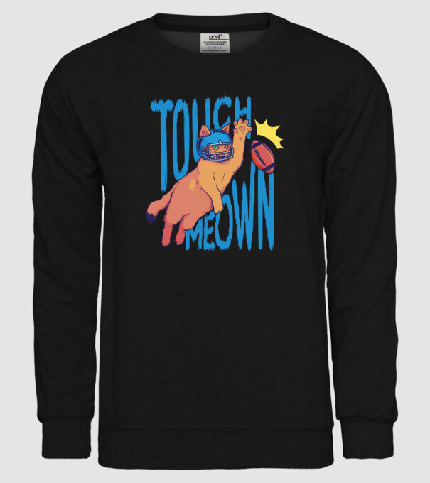Touch Meow model negru pe tricou