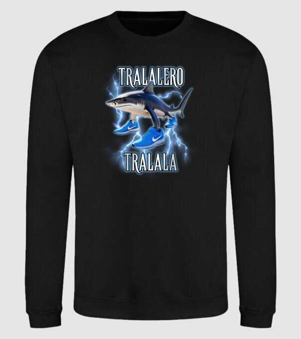 Tralalero Tralala model negru pe tricou