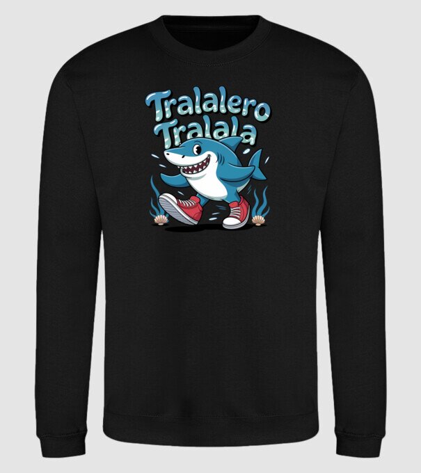Tralalero Tralala drăguț model negru pe tricou