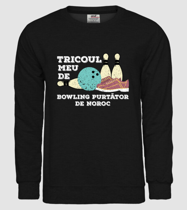 tricoul meu de bowling purtător de noroc model negru pe tricou