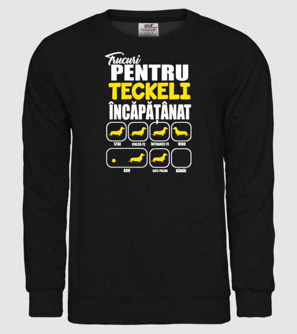 trucuri pentru Teckeli încăpățânați stai culcă-te întoarce-te vino adu bate palma rămâi model negru pe tricou