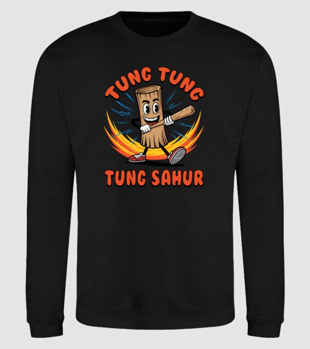 Tung Tung Tung Sahur drăguț model negru pe tricou