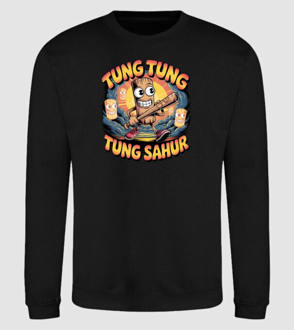 Tung Tung Tung Sahur Retro model negru pe tricou
