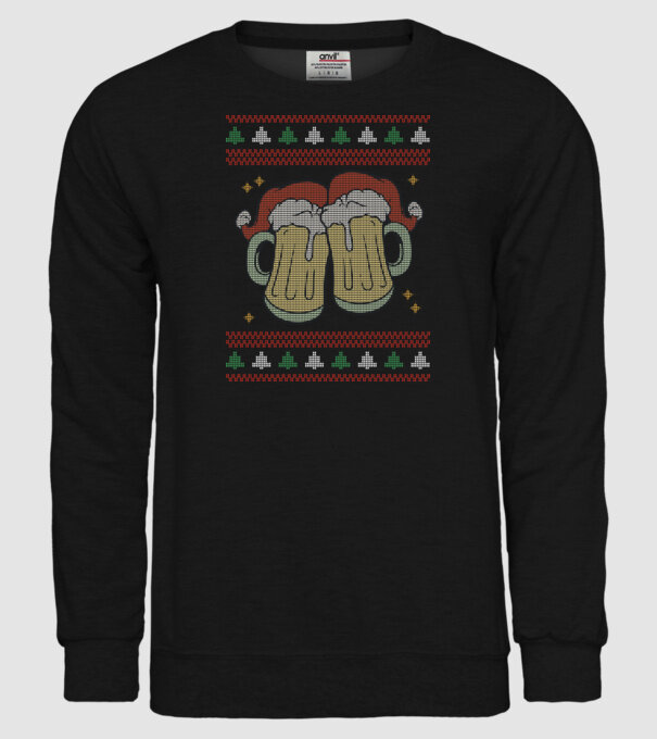 ugly sweater beers model negru pe tricou