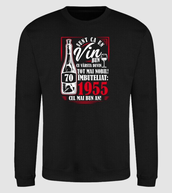 Un Vin Bun 1955 - Negru model negru pe tricou