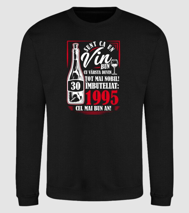 Un Vin Bun 1995 - Negru model negru pe tricou