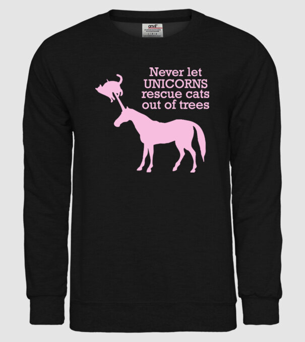 unicorn cat model negru pe tricou