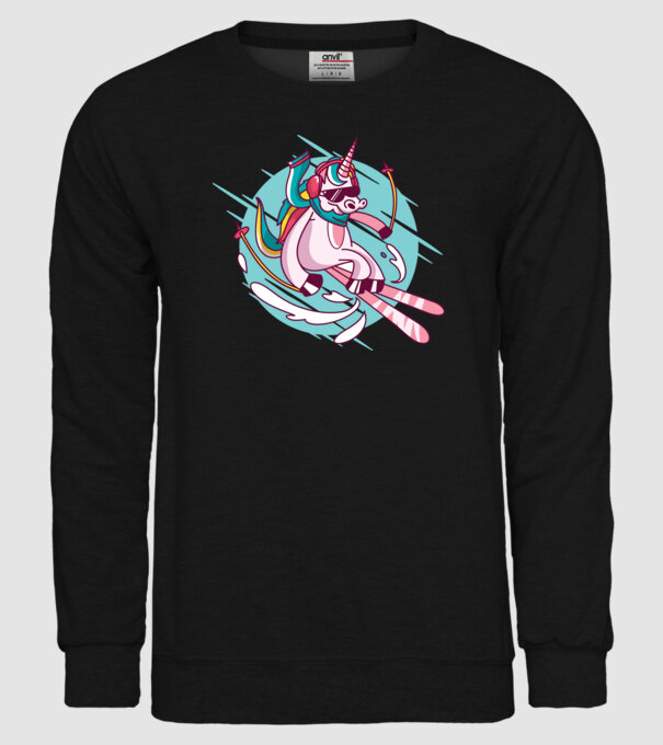 Unicorn ski model negru pe tricou