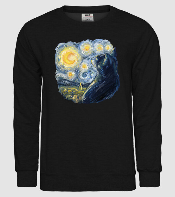 Van Gogh cat model negru pe tricou