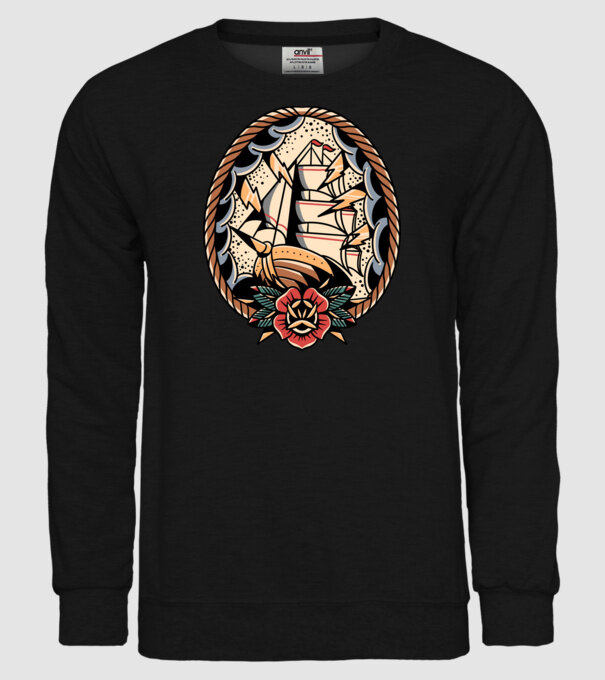 Vapoare model negru pe tricou