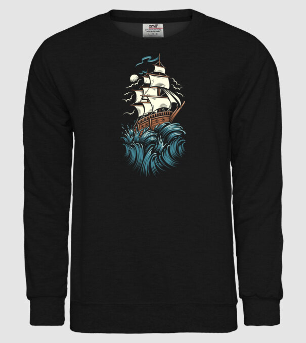 Vapoare model negru pe tricou