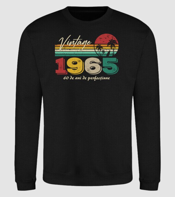 VINTAGE 1965 model negru pe tricou