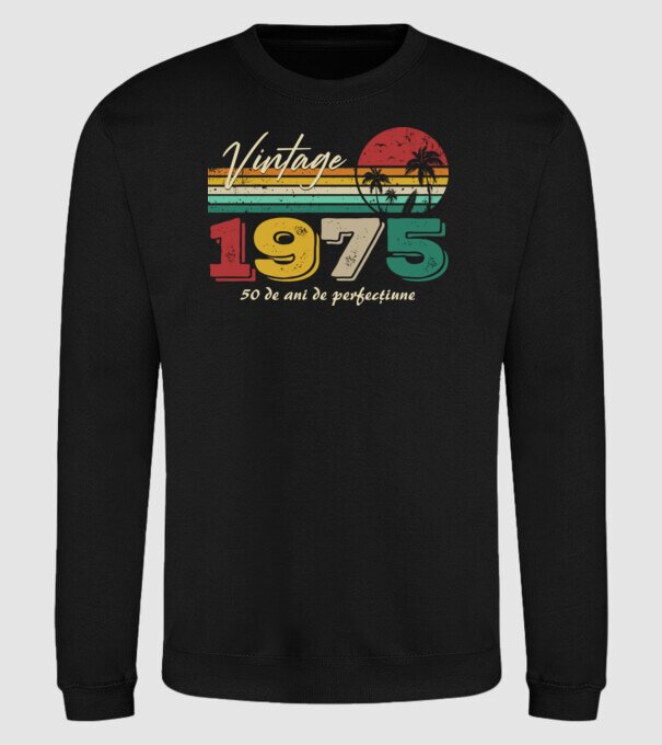 VINTAGE 1975 model negru pe tricou