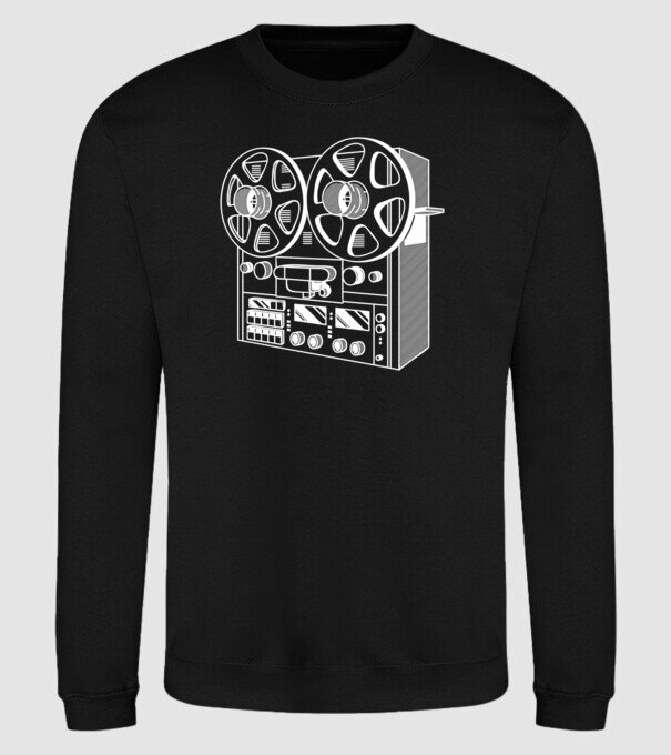 Vintage Reel to Reel Recorder model negru pe tricou