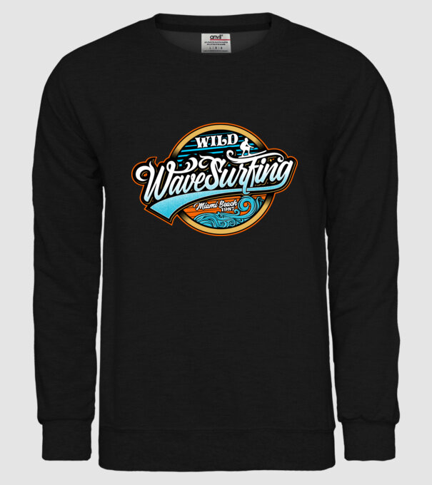 WaveSurfing model negru pe tricou