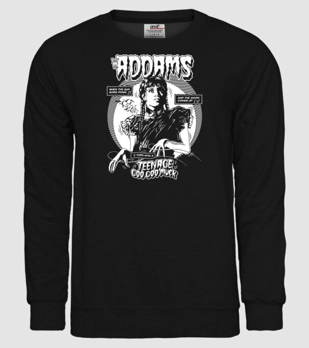 WEDNESDAY ADDAMS TEENAGE GOO GOO MUCK model negru pe tricou