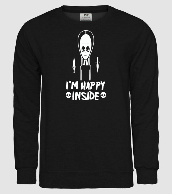 WEDNESDAY Happy inside model negru pe tricou