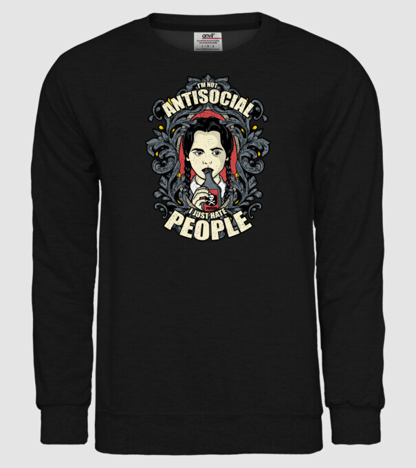 WEDNESDAY - Just hate people model negru pe tricou
