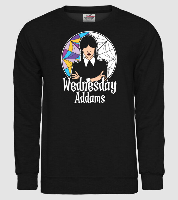 Wednesday Window colorful model negru pe tricou