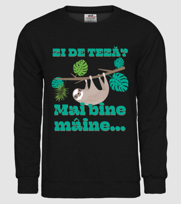zi de teză? Mai bine mâine... model negru pe tricou