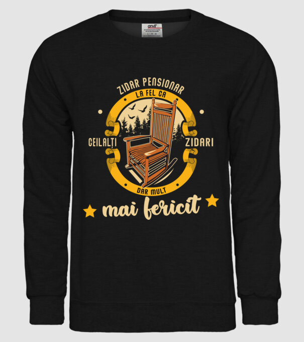 ZIDAR pensionar - la fel ca ceilalți zidari, dar mult mai fericit model negru pe tricou