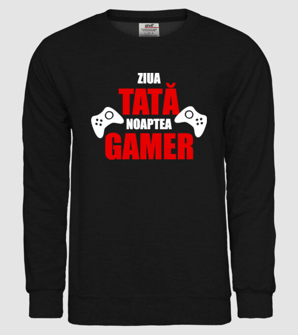 ziua tată noaptea gamer model negru pe tricou