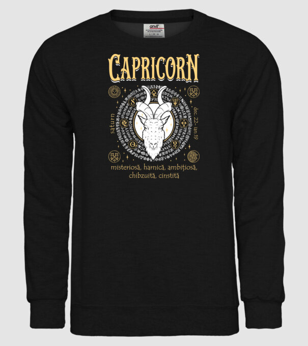 Zodiac femeie CAPRICORN golden model negru pe tricou