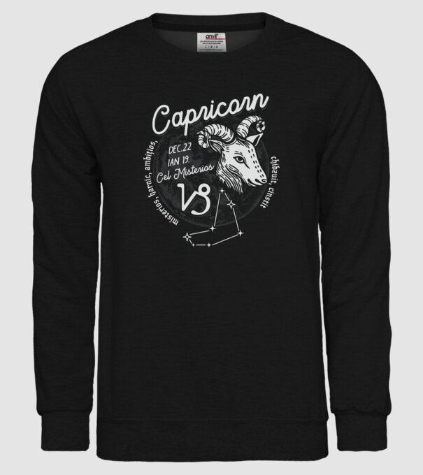 Zodiac bărbat CAPRICORN retro model negru pe tricou