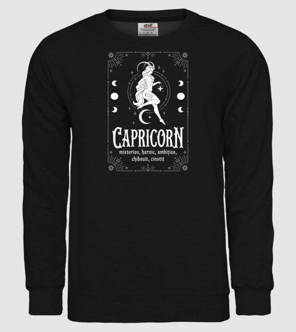 Zodiac bărbat CAPRICORN white model negru pe tricou