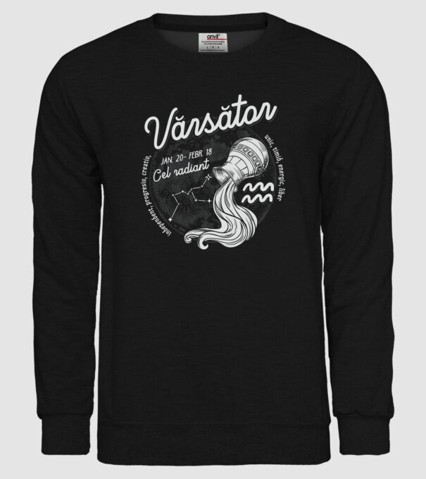 Zodiac bărbat VĂRSĂTOR retro model negru pe tricou