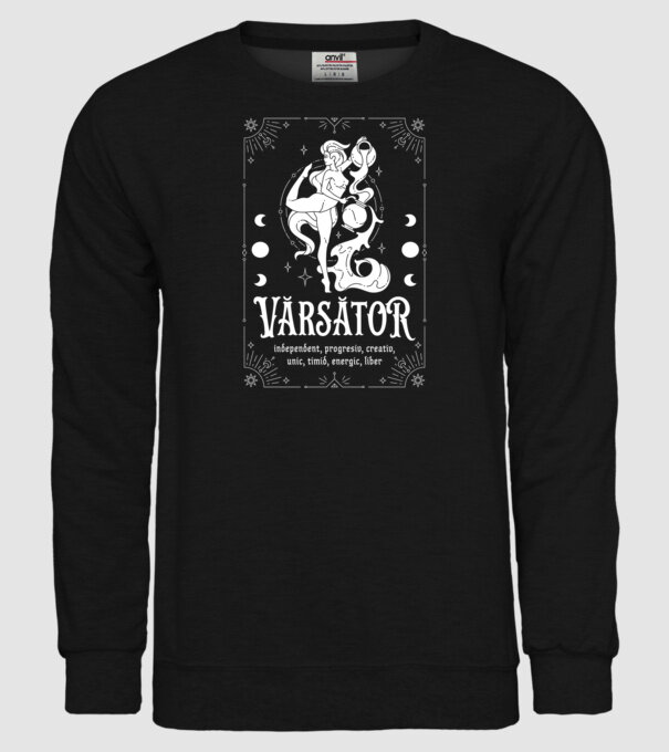 Zodiac bărbat VĂRSĂTOR white model negru pe tricou