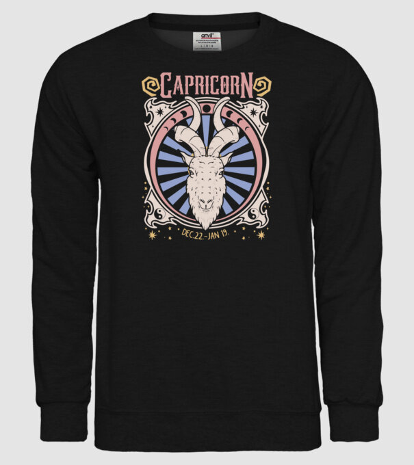 Zodiac Vintage CAPRICORN model negru pe tricou