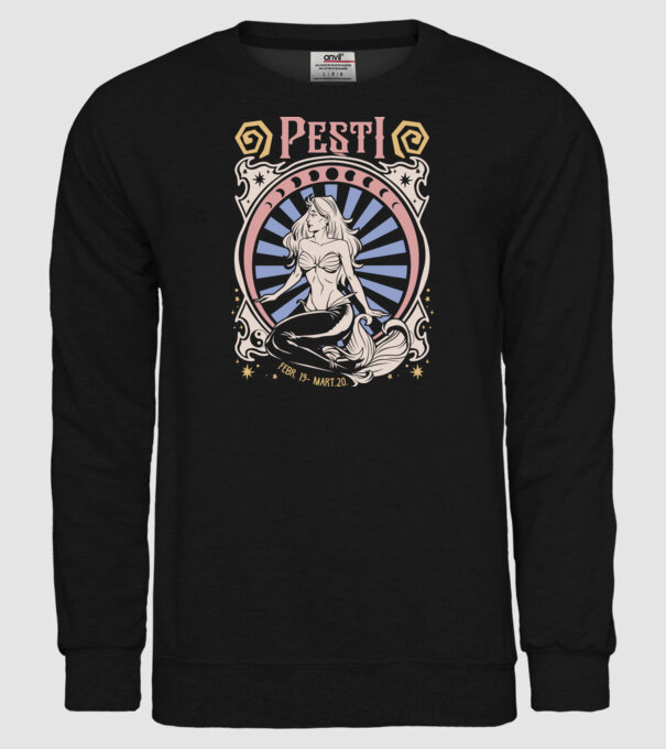 Zodiac Vintage PEȘTI model negru pe tricou