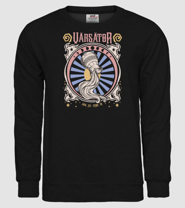 Zodiac Vintage VĂRSĂTOR model negru pe tricou