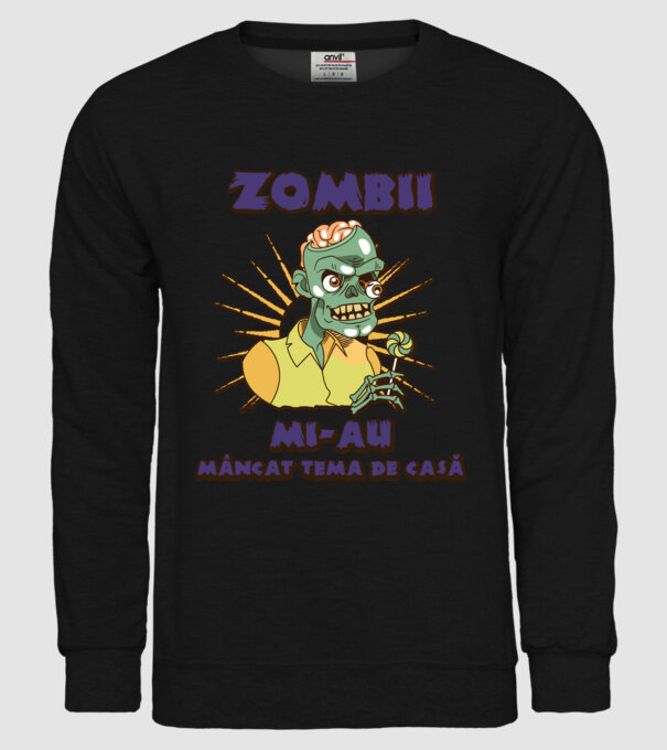 Zombii mi-au mâncat tema de casă model negru pe tricou