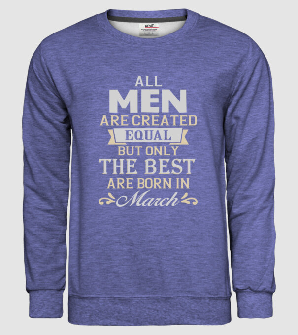 All men created equal but only the beat are born in march model albastru jeanși pe tricou
